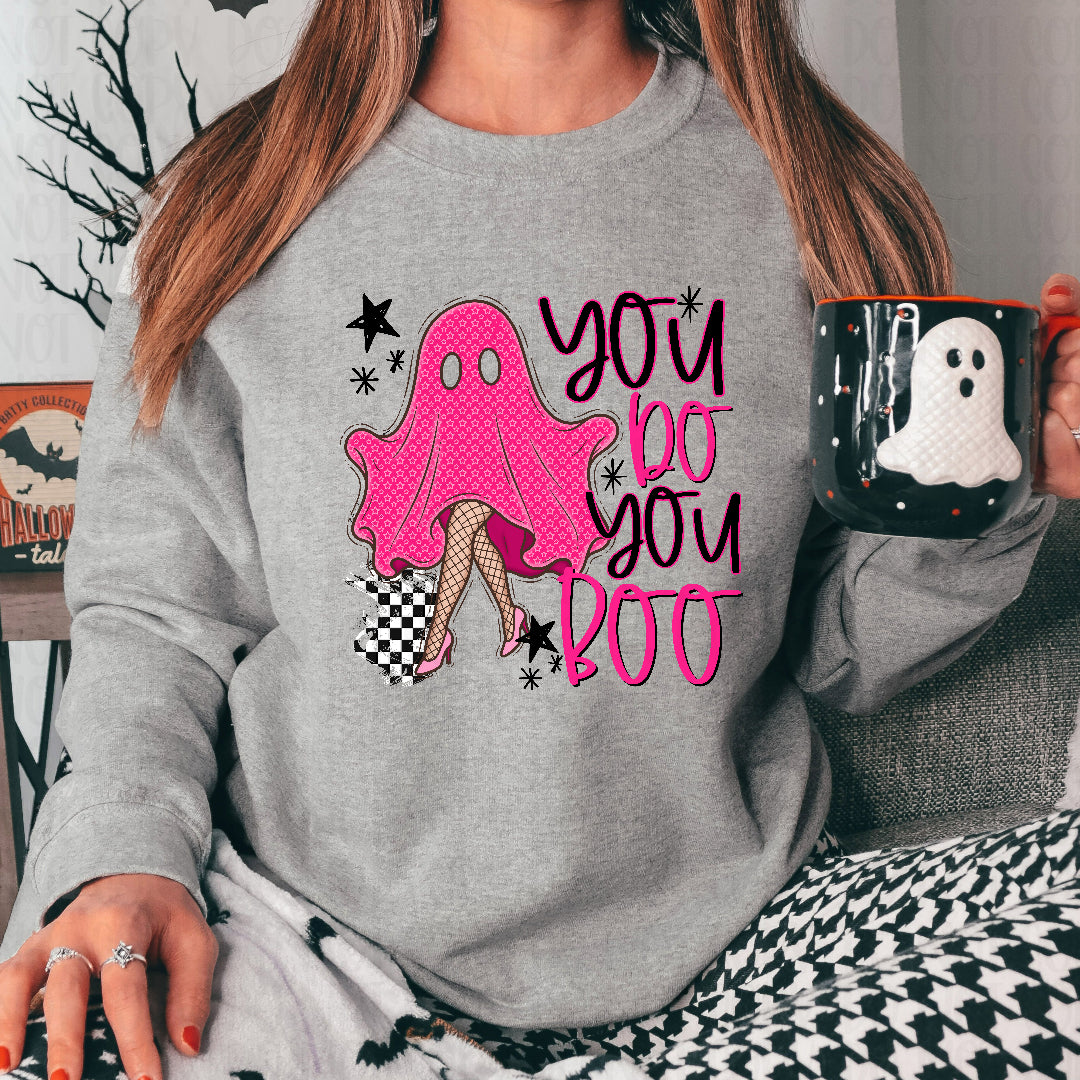 You do you boo pink ghost black words (Texan) DTF transfer