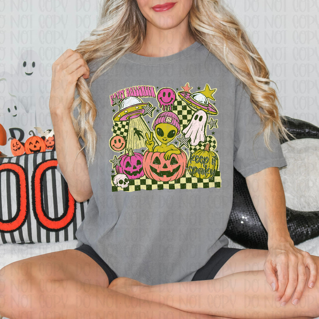 Alien peace distressed neon collage (Scarlow) DTF Transfer