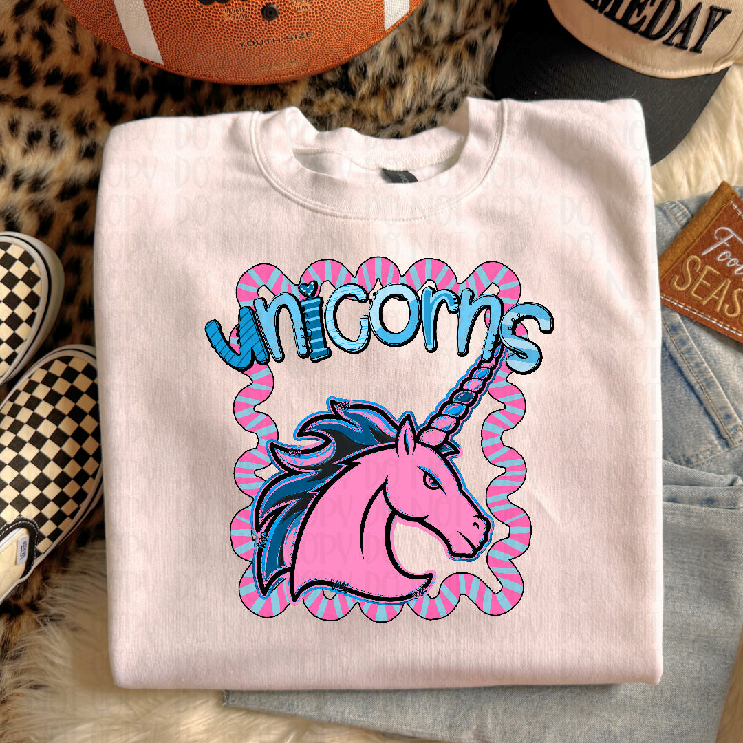 Unicorns whimsy frame (Kayndi) DTF transfer