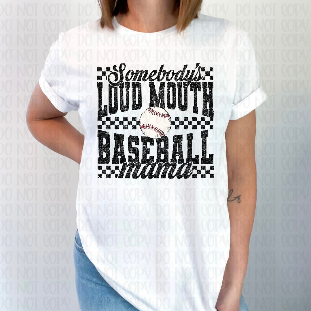 Somebody's loud mouth baseball mama (Scarlow) DTF transfer