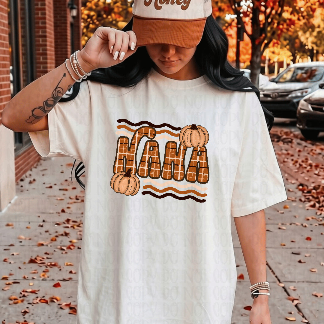 Nana orange plaid filled with pumpkins (CMLD) DTF