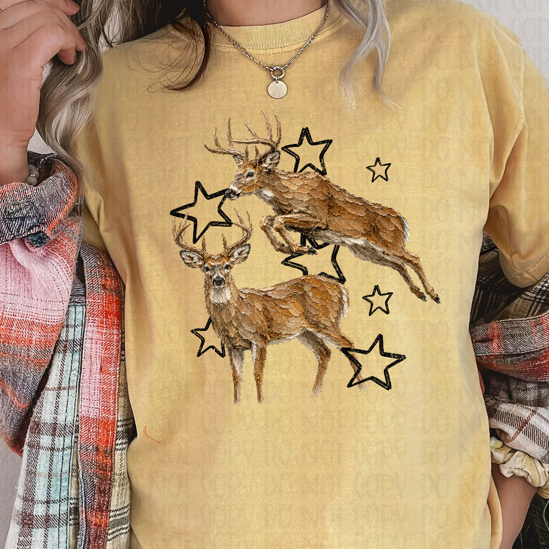 Deer faux painted with black stars (Scarlow) DTF Transfer