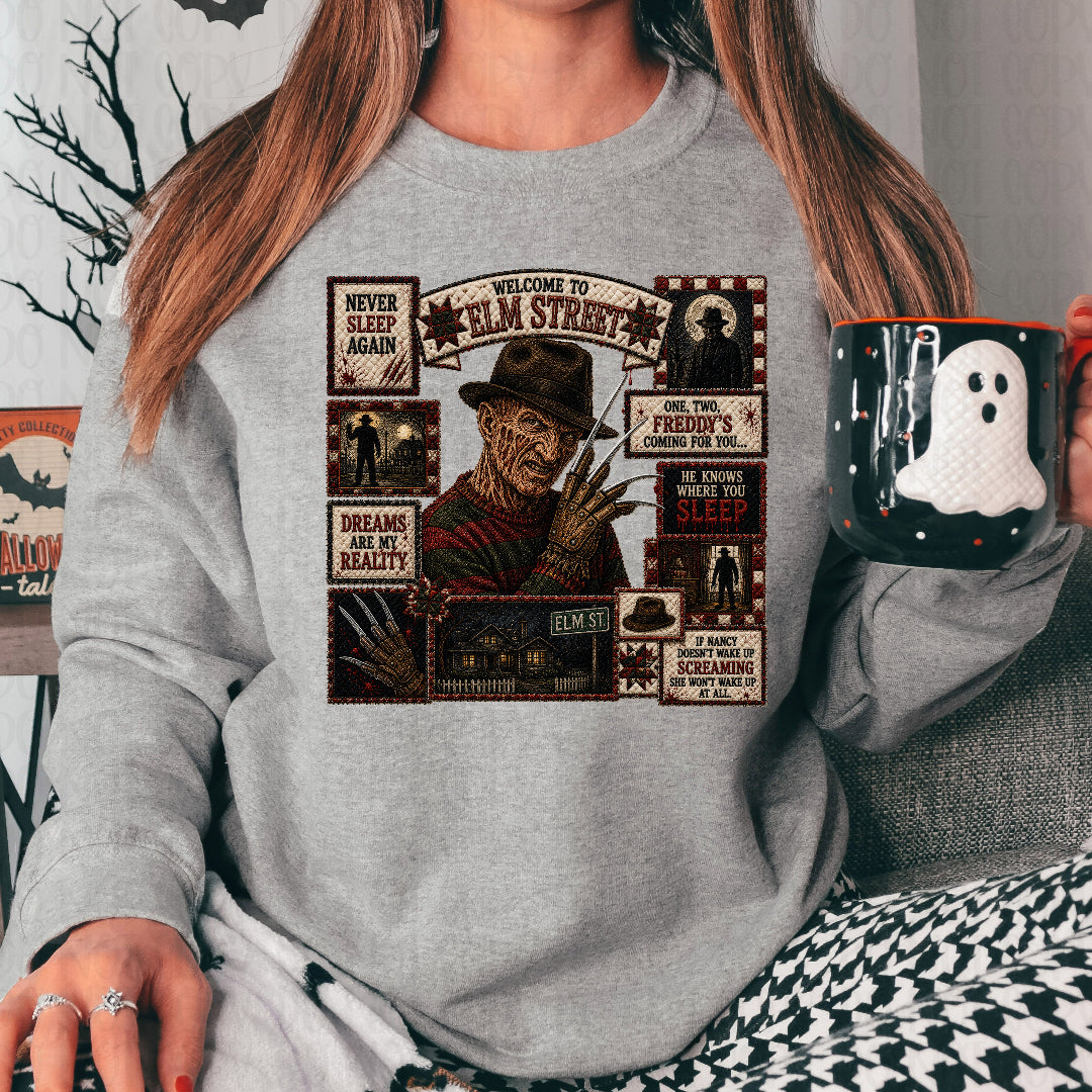 One two Fred's coming for you faux patchwork (JM) DTF transfer