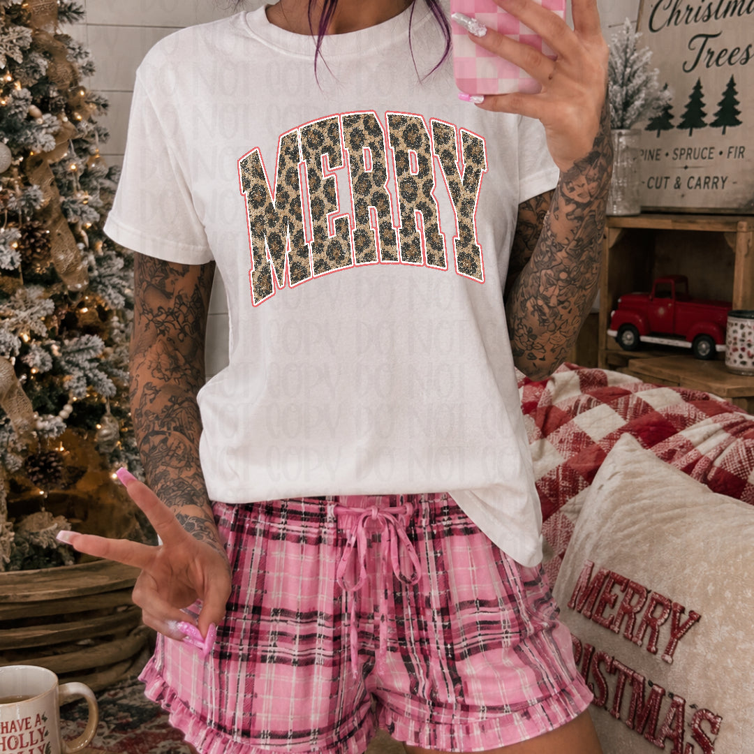 Merry leopard distressed filled DTF Transfer
