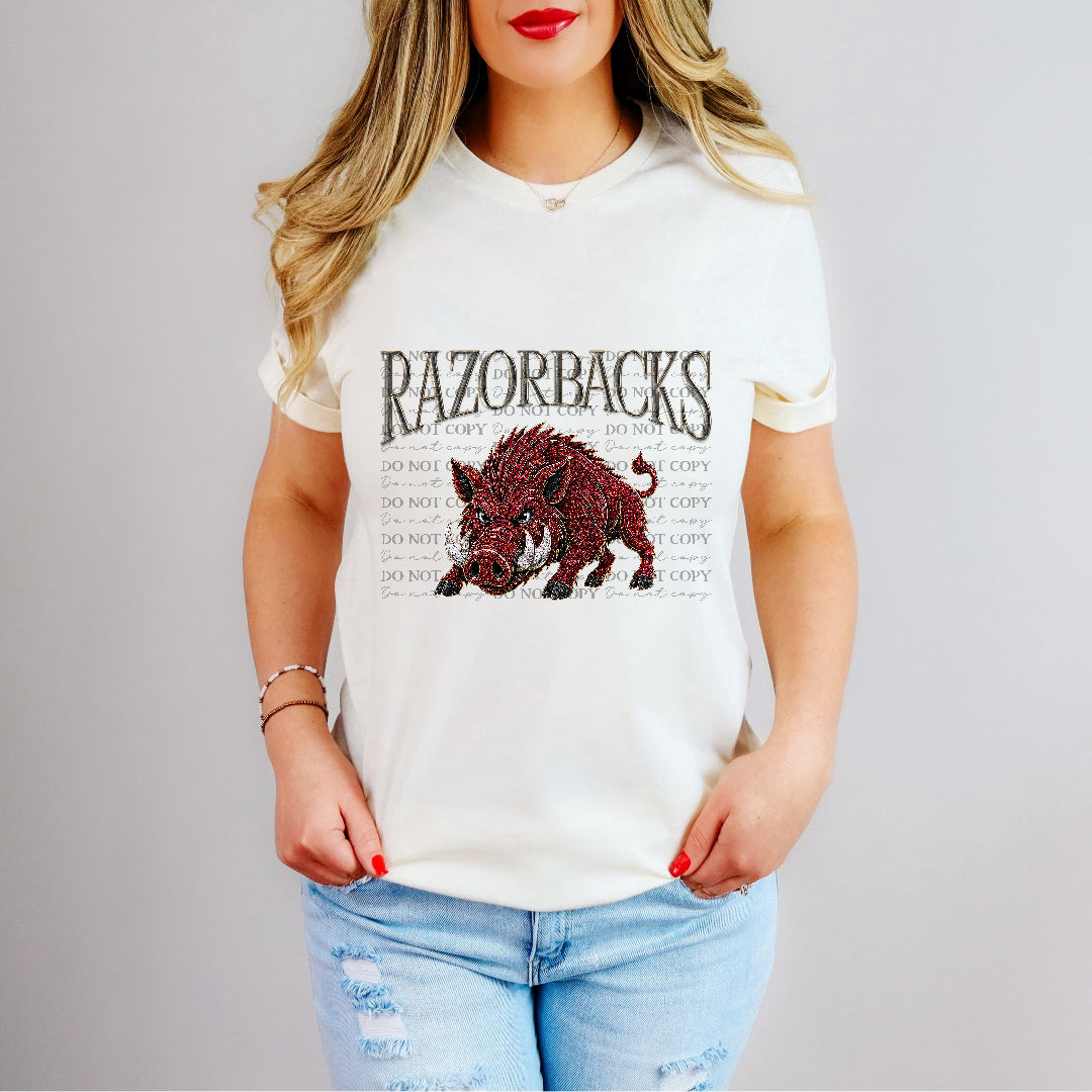 razorbacks full body bling mascots (kayndi) DTF transfer