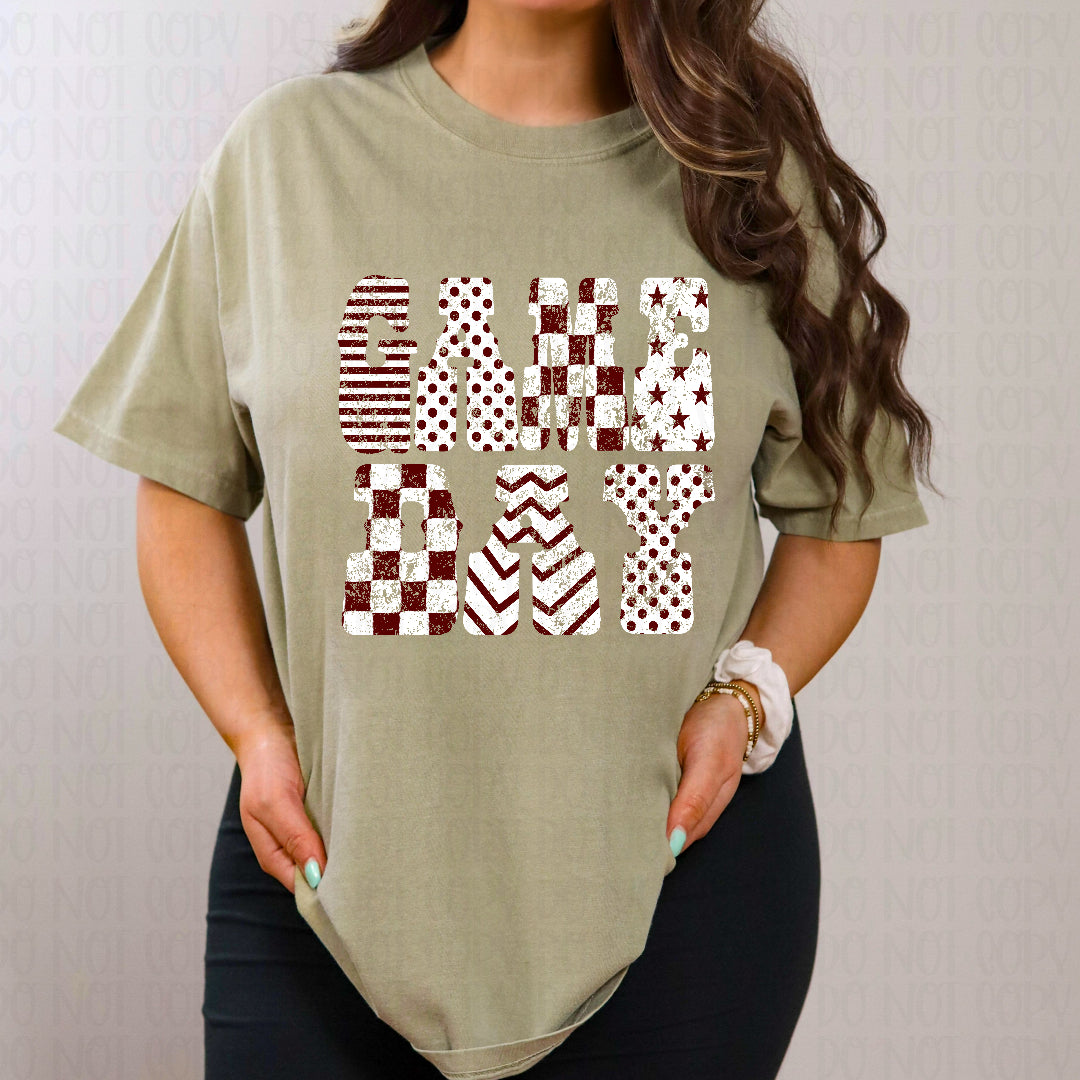 Game day distressed brown and white (Crafti) DTF