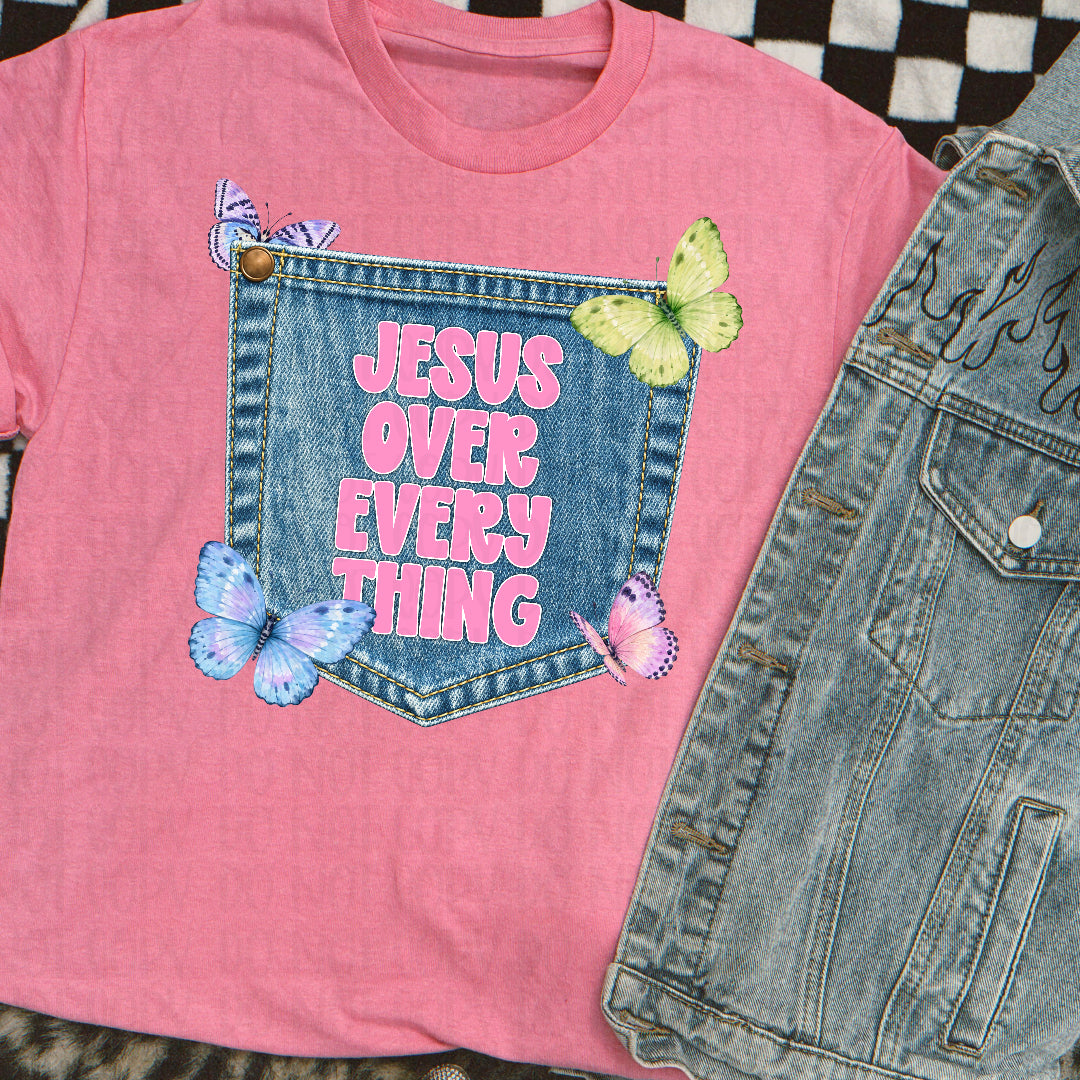 Jesus over everything denim (Scarlow) DTF Transfer