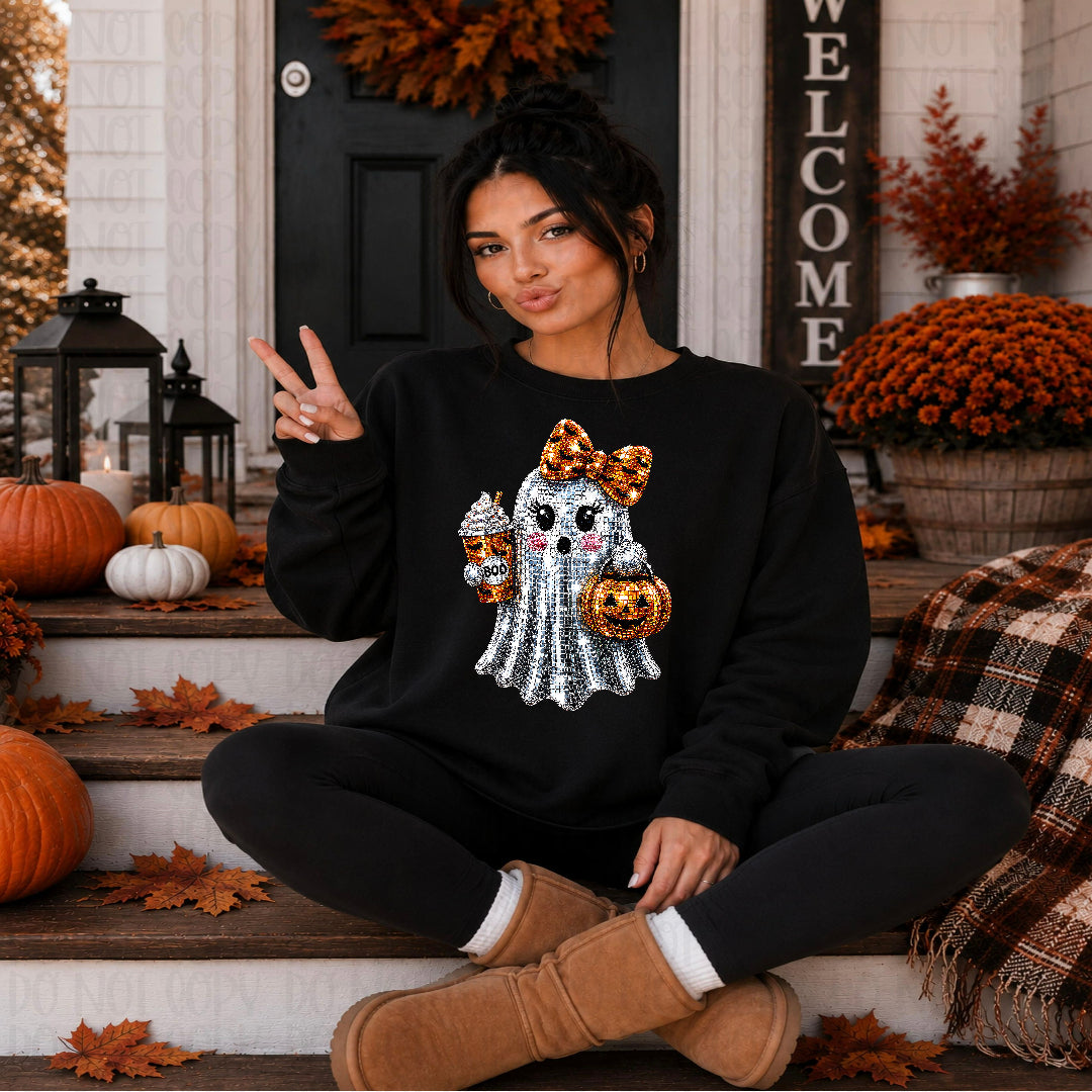 Disco ghost with fall items DTF transfer