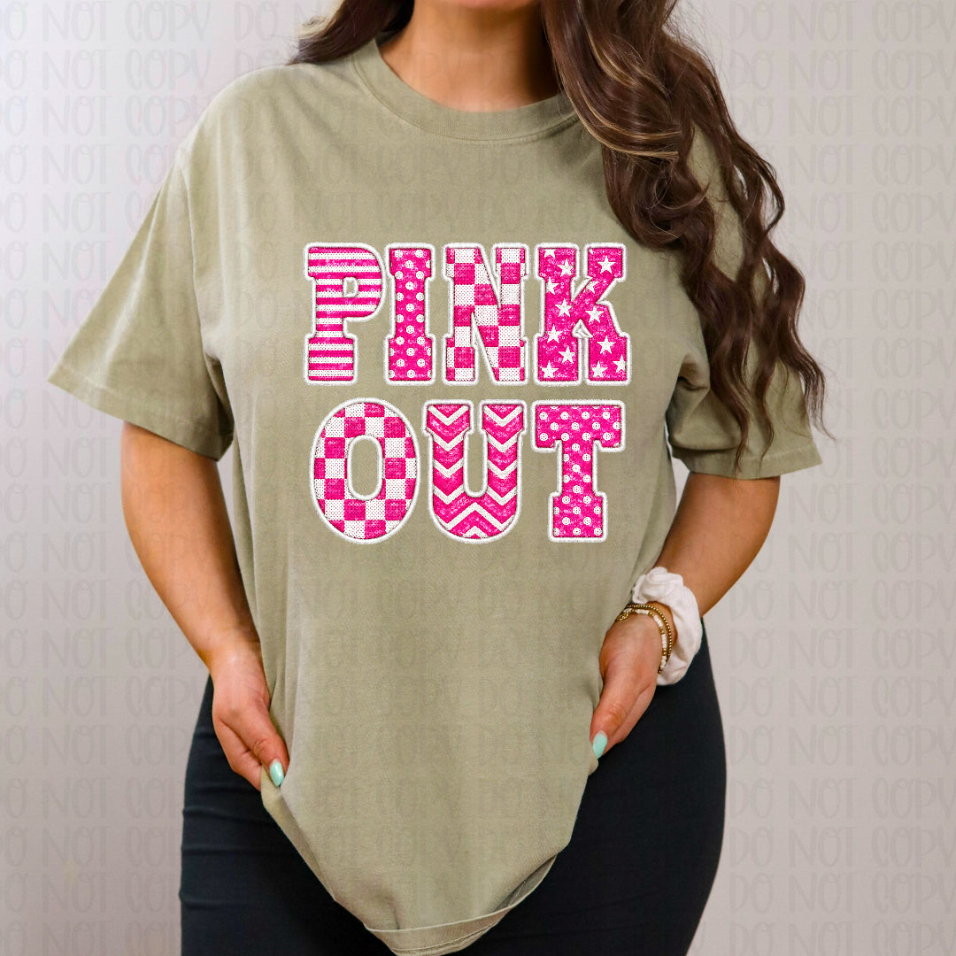 Pink out faux sequins pink and white (Crafti) DTF