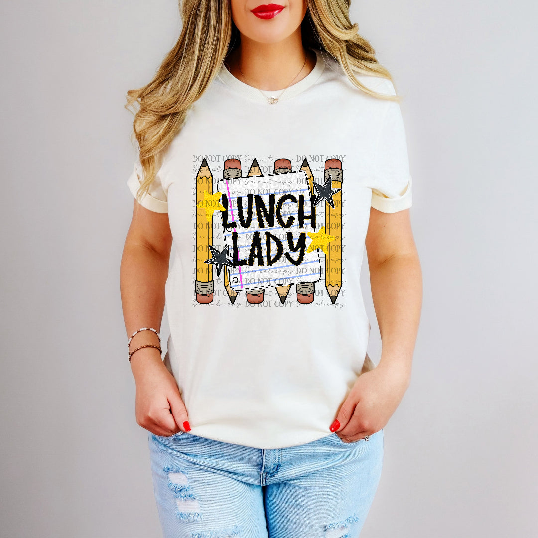 lunch lady 6 pencils (dkd) DTF transfer