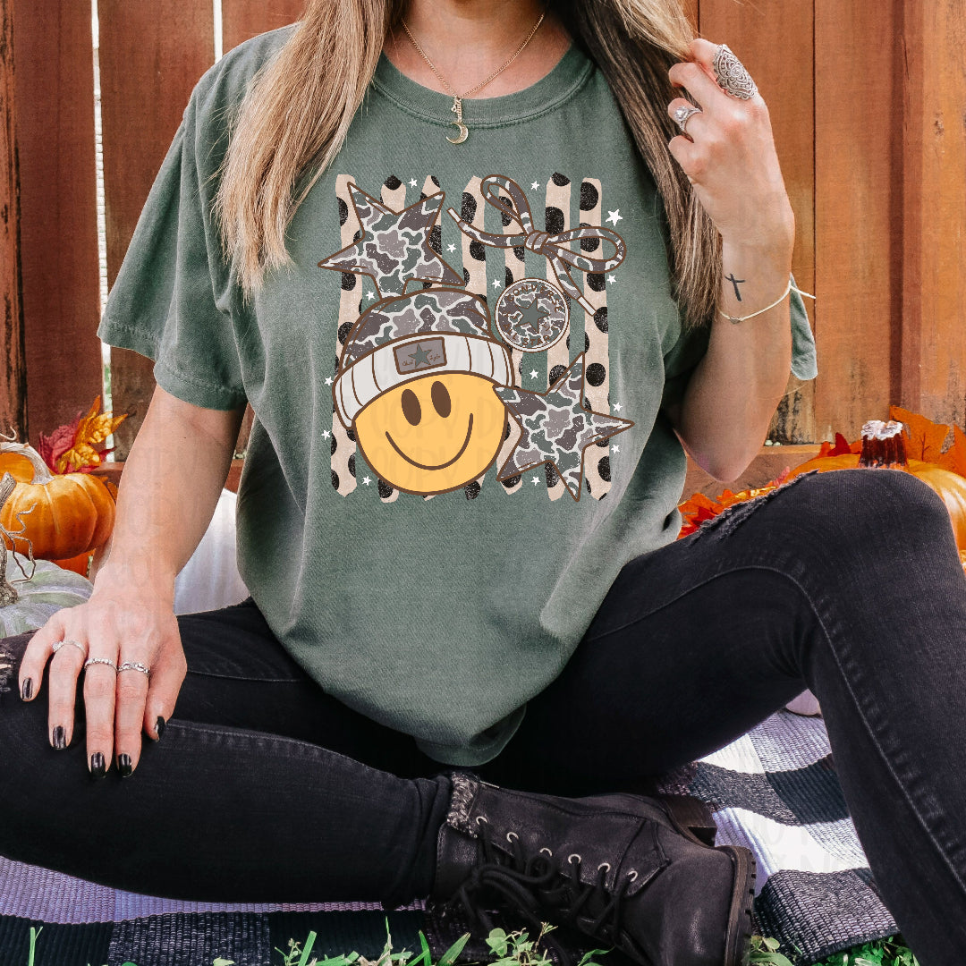 Sneakers camo stars bow and smiley face (JBD) DTF transfer