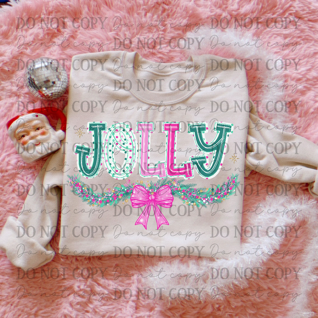 JOLLY with garland and pink bow (Carter) DTF Transfer