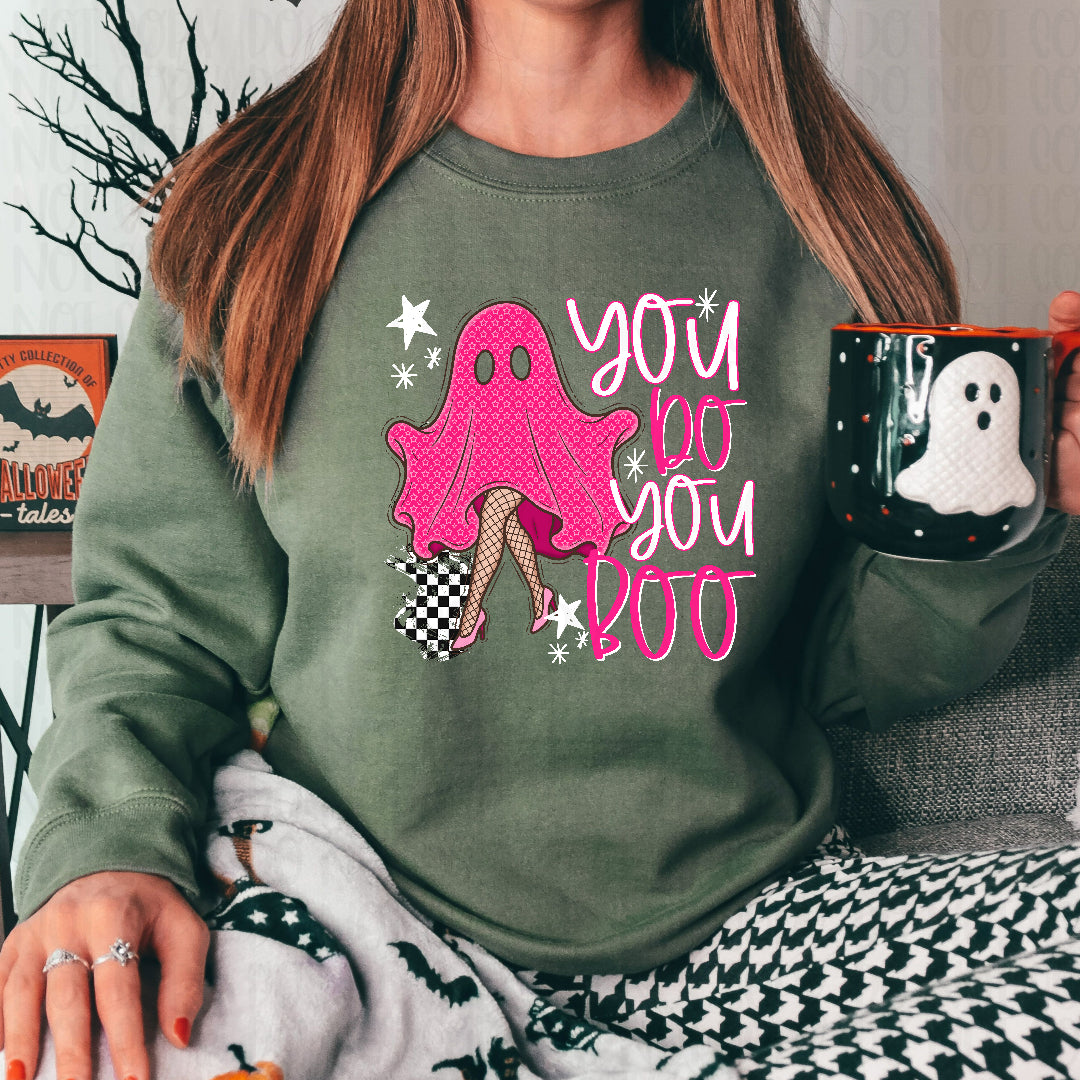 You do you boo pink ghost white words (Texan) DTF transfer