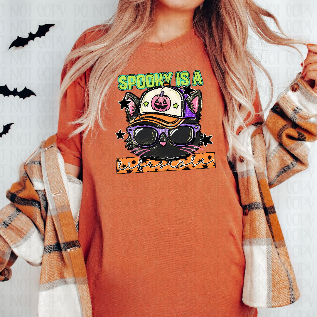 Spooky is a lifestyle cat (CST) DTF Transfer