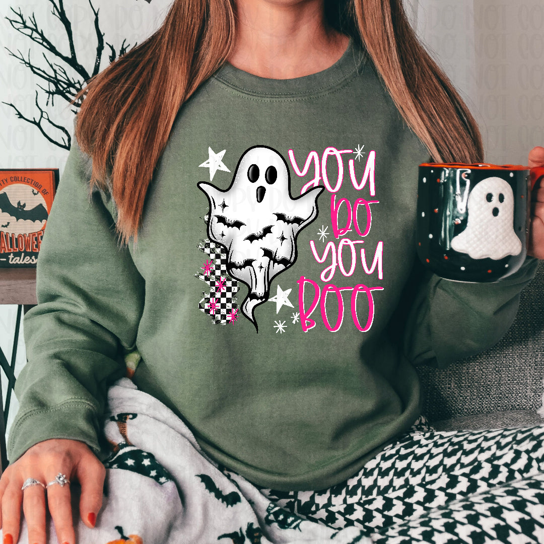 You do you boo white ghost white words (Texan) DTF transfer