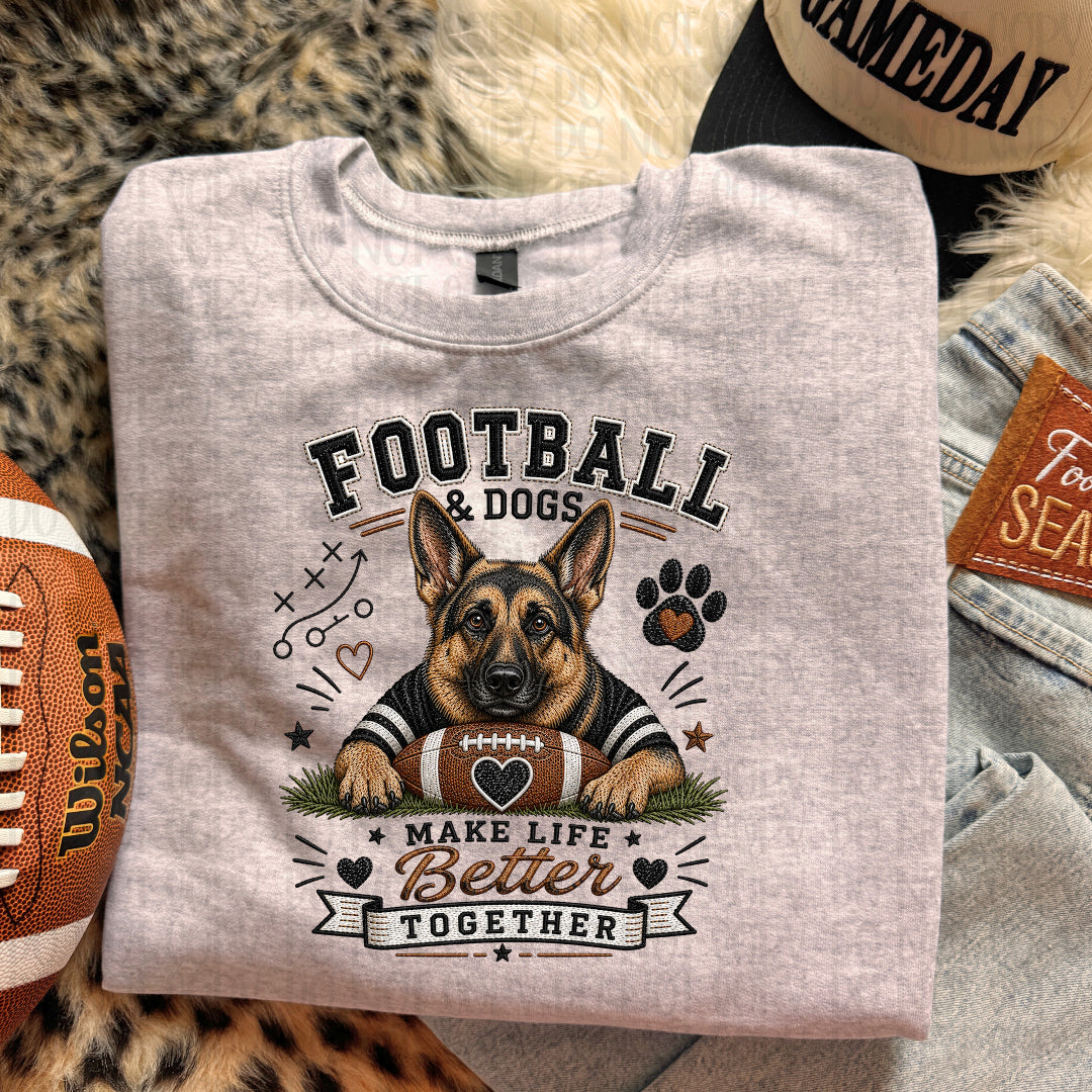 Football & dogs make life better German shepherd (JM) DTF Transfer