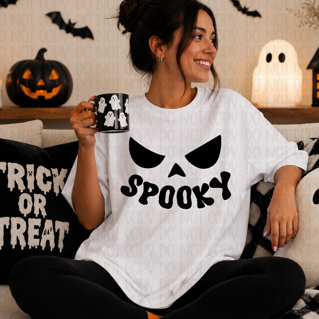 Spooky jack o lantern face BLACK (Texan) DTF transfer