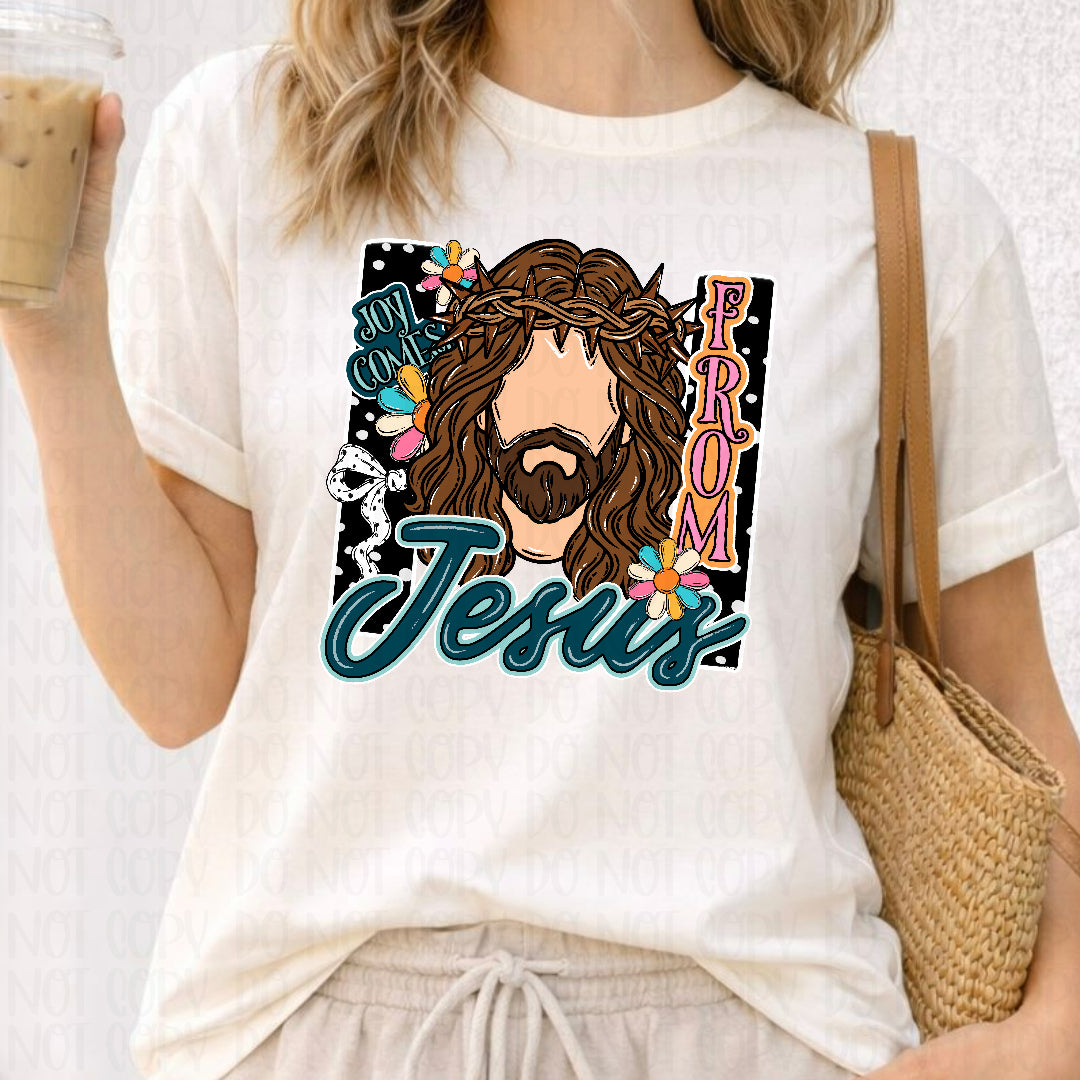Joy comes from Jesus colorful petal flowers (CST) DTF Transfer