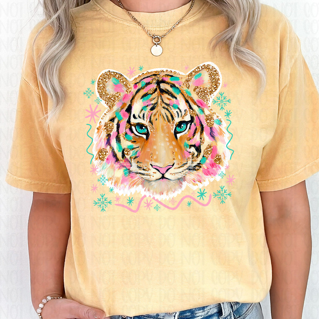 Tiger faux glitter ears (Texan) DTF Transfer