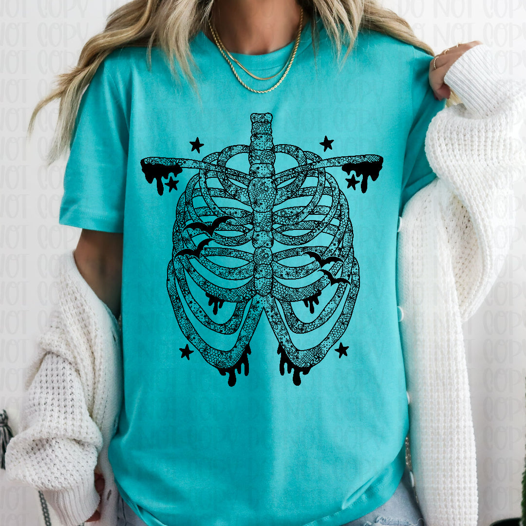 Black lace ribcage (Lyttle) DTF Transfer