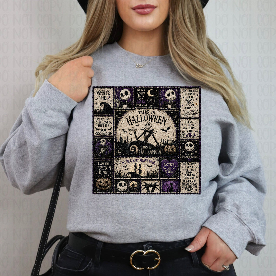 This is Halloween NBC faux quilt (JM) DTF transfer