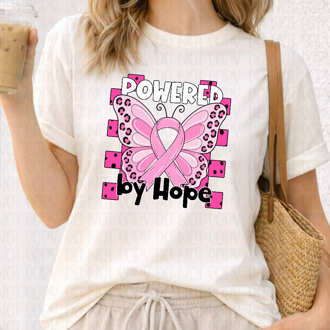 Powered by hope pink ribbon butterfly (CST) DTF Transfer