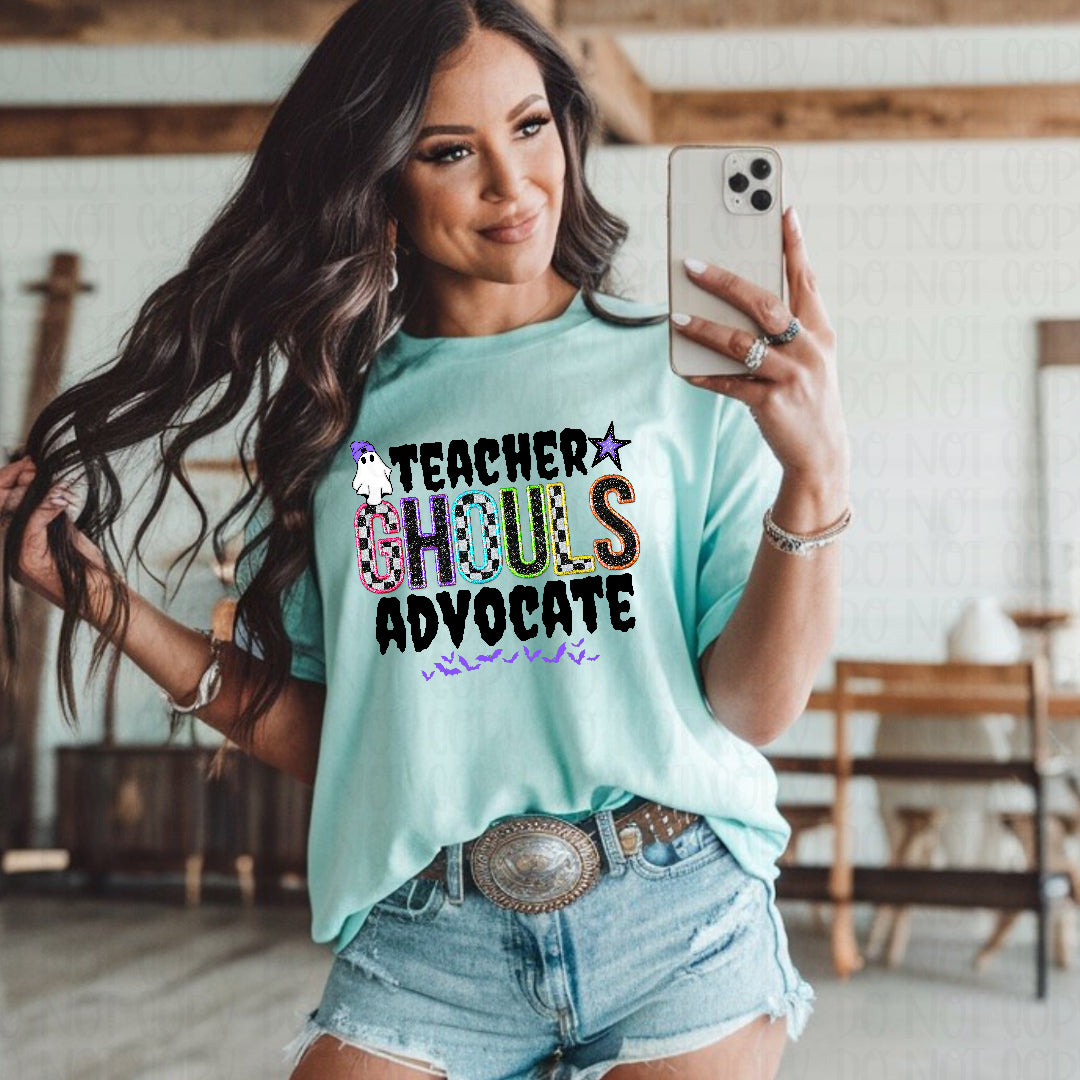 Teacher ghouls advocate black (Texan) DTF Transfer