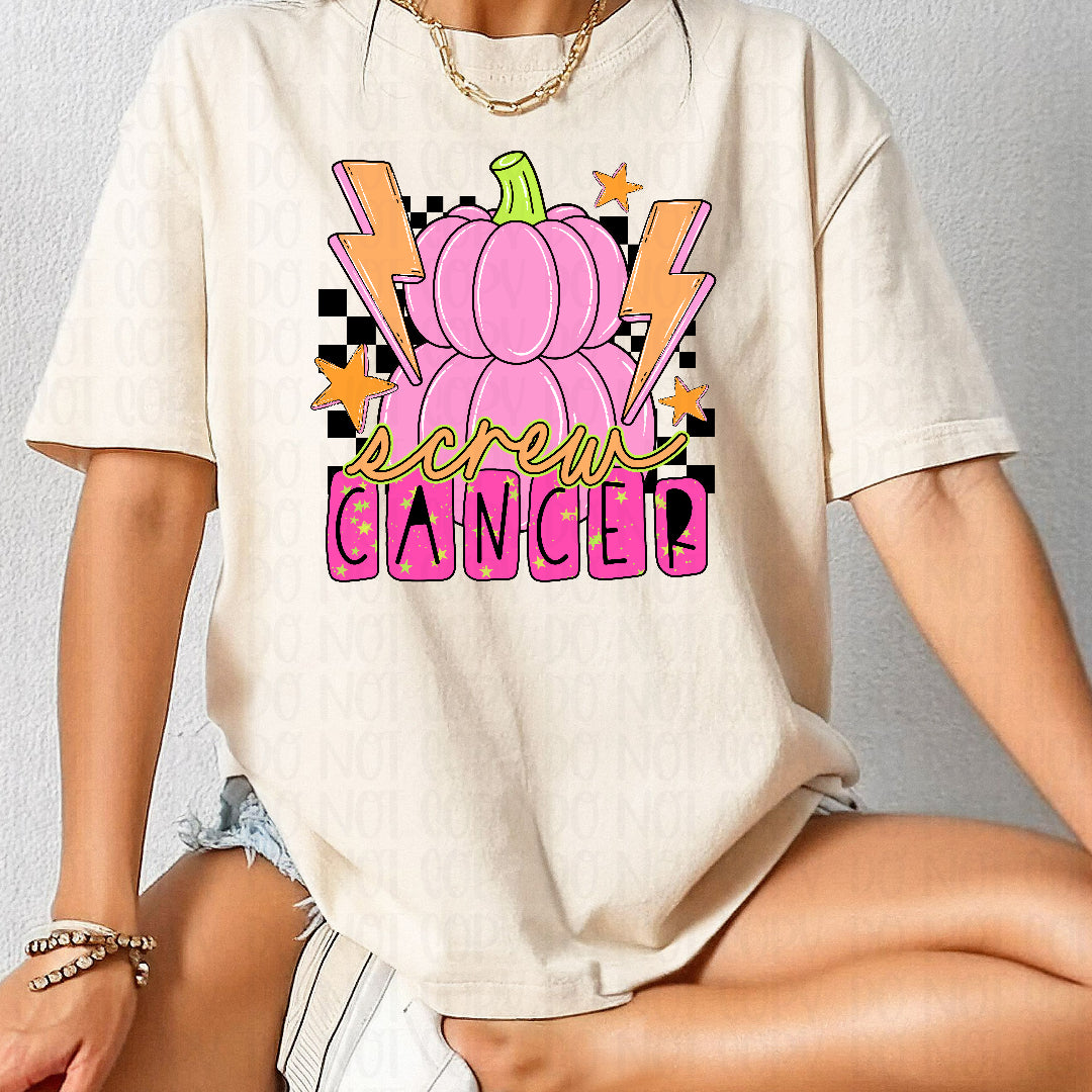 Screw cancer pink pumpkin stack (CST) DTF Transfer