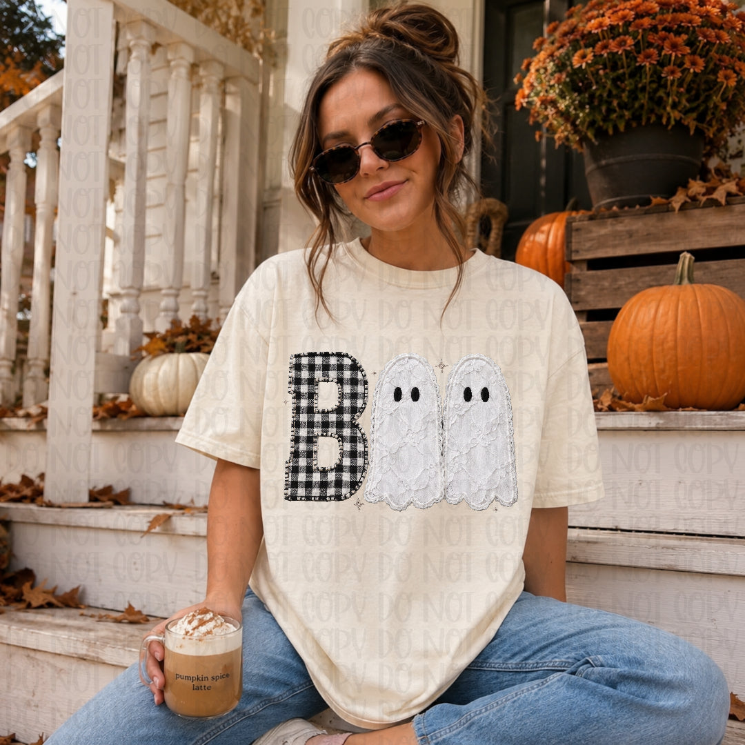 Boo plaid and ghosts DTF Transfer