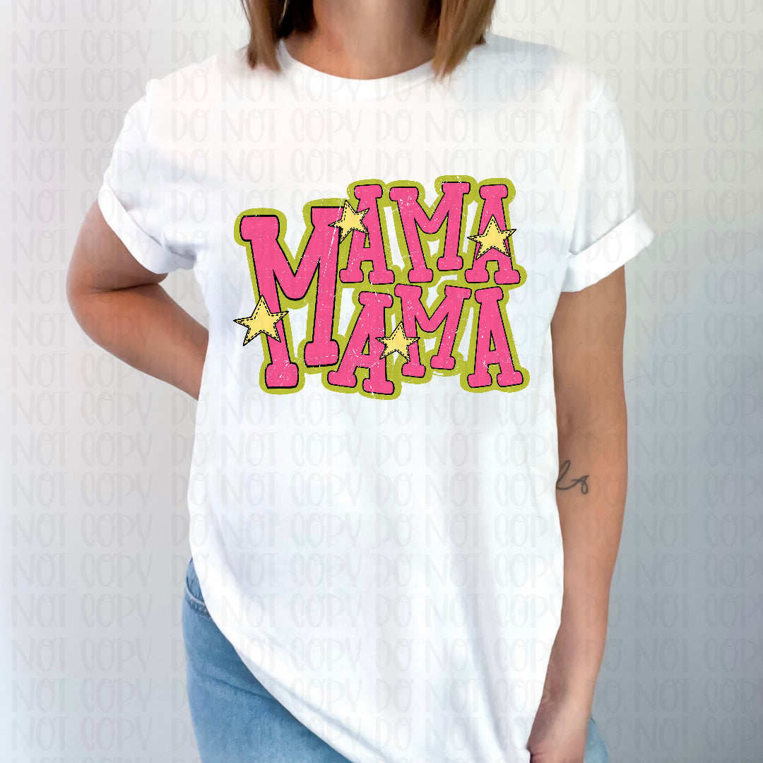 Mama stars green outline (Scarlow) DTF Transfer