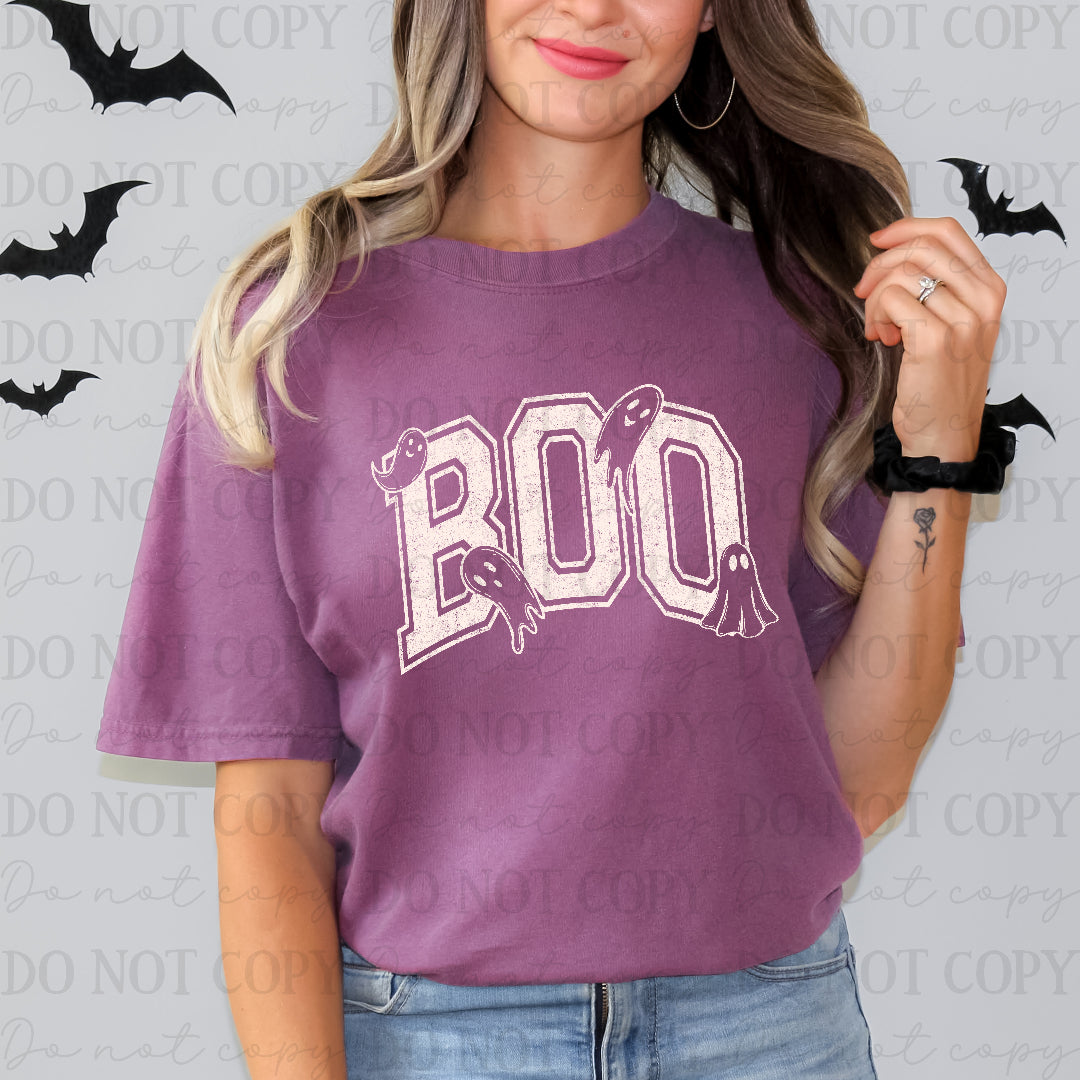 Boo ghost varsity WHITE (Scarlow) DTF Transfer