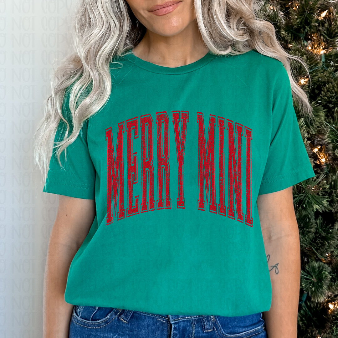 Merry mini distressed arched RED (Scarlow) DTF Transfer