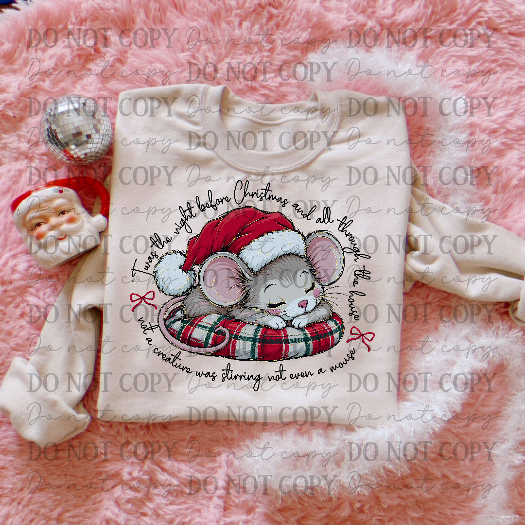 T'was the night before Christmas-Sleeping mouse (BLACK) Sunday Special DTF transfer