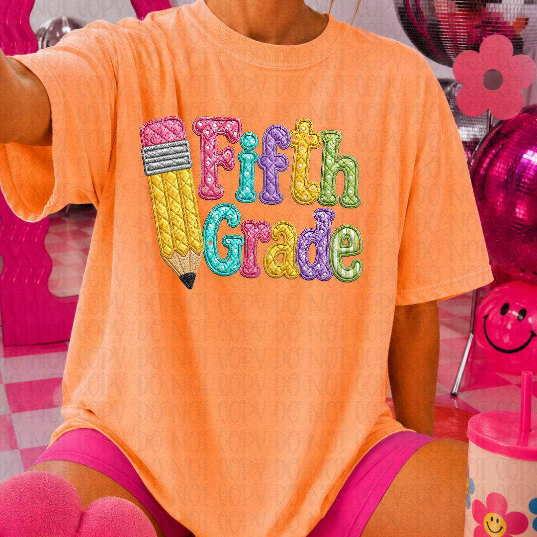 Fifth grade faux quilted (JM) DTF transfer