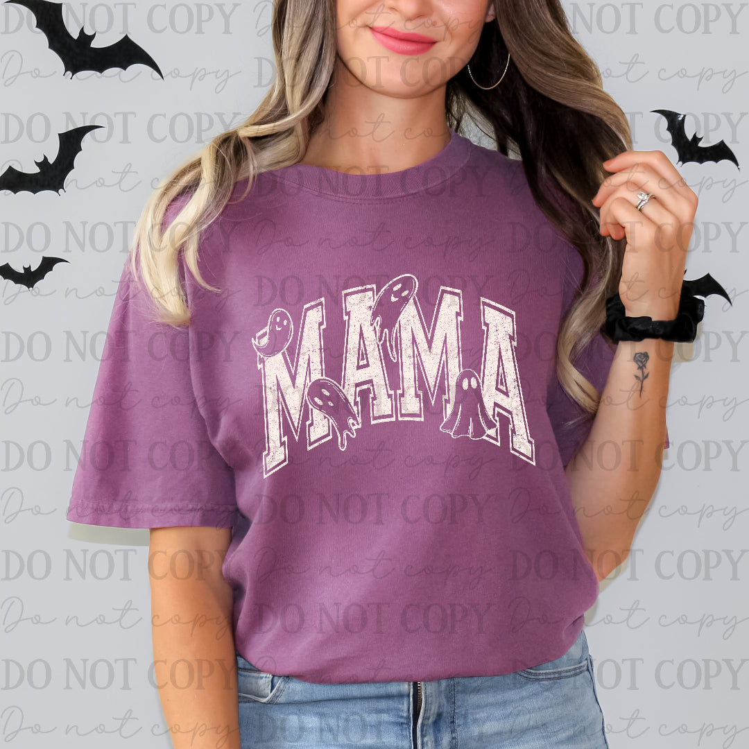 Mama ghost varsity WHITE (Scarlow) DTF Transfer