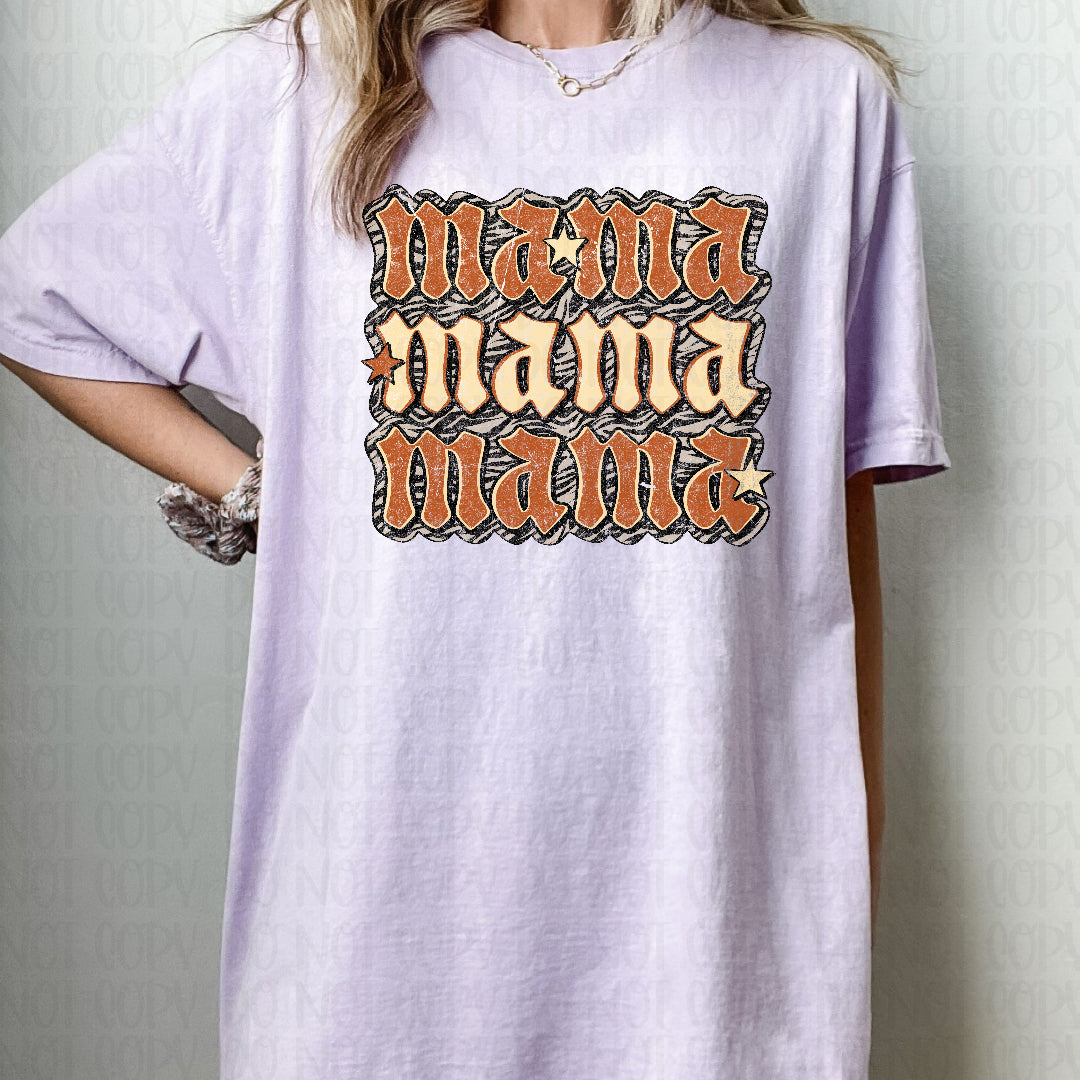 Mama triple stacked zebra background (Scarlow) DTF Transfer