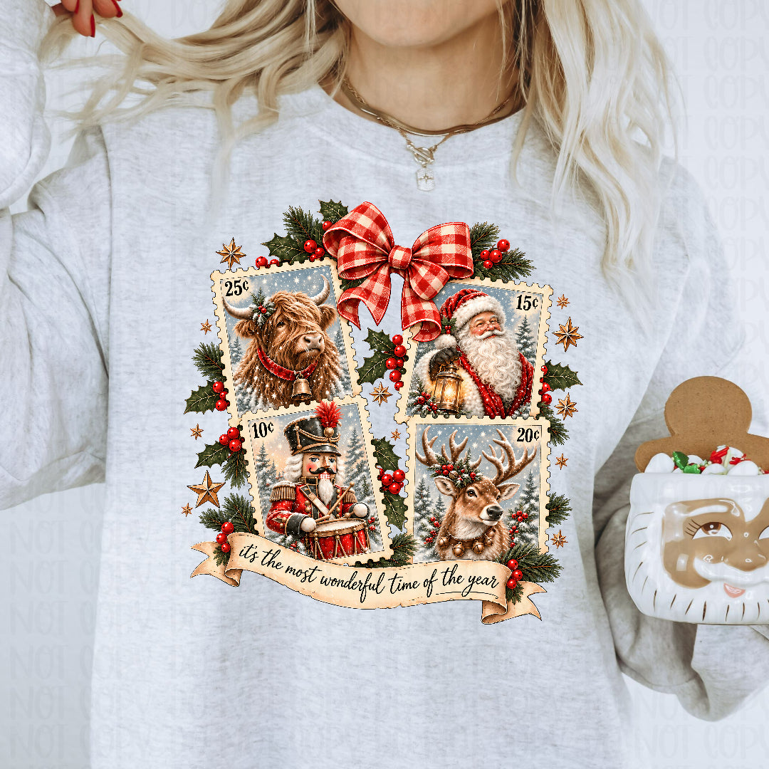 It's the most wonderful time of year Christmas stamp collage Sunday Special DTF transfer