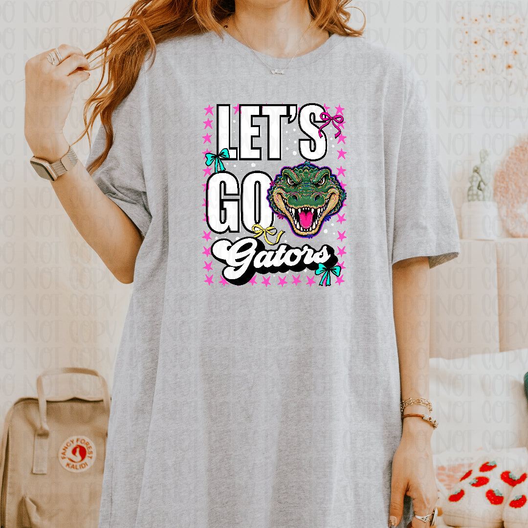 Let's go gator pink star frame with bows (Crafti) DTF