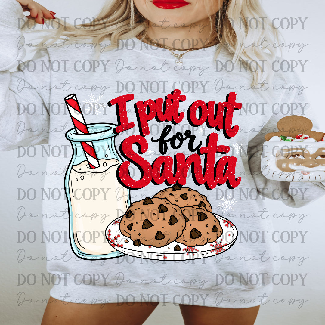 I put out for Santa- plate of cookies and milk (Carter) DTF Transfer