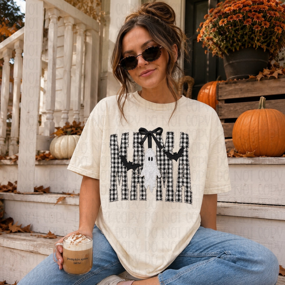 Mama plaid and ghost DTF Transfer