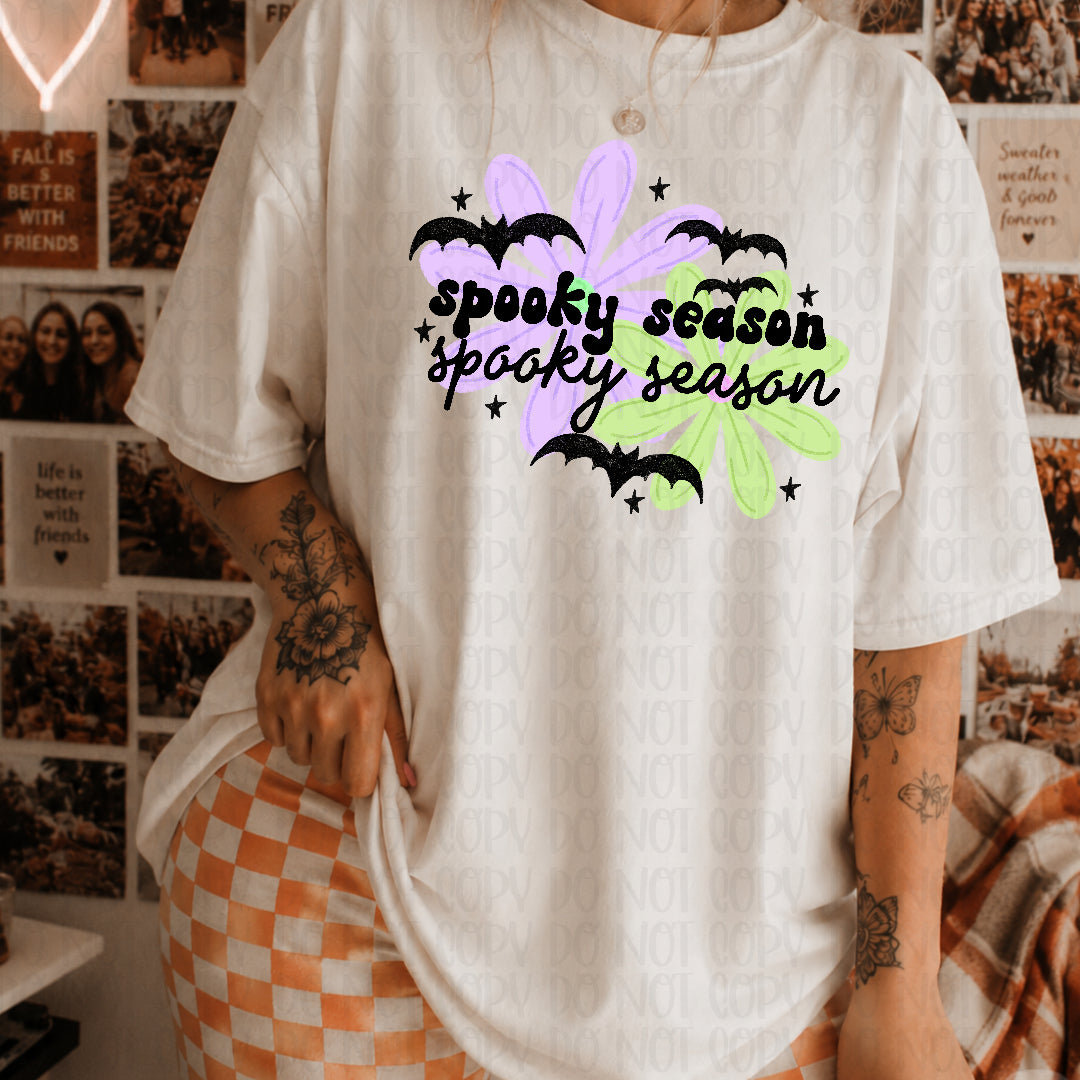 Spooky season flowers and bats (Lyttle) DTF Transfer