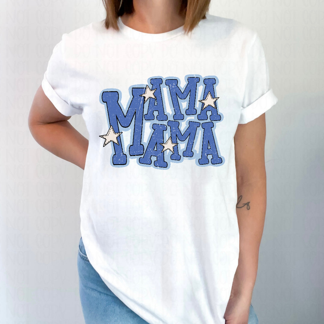Mama stars blue outline (Scarlow) DTF Transfer