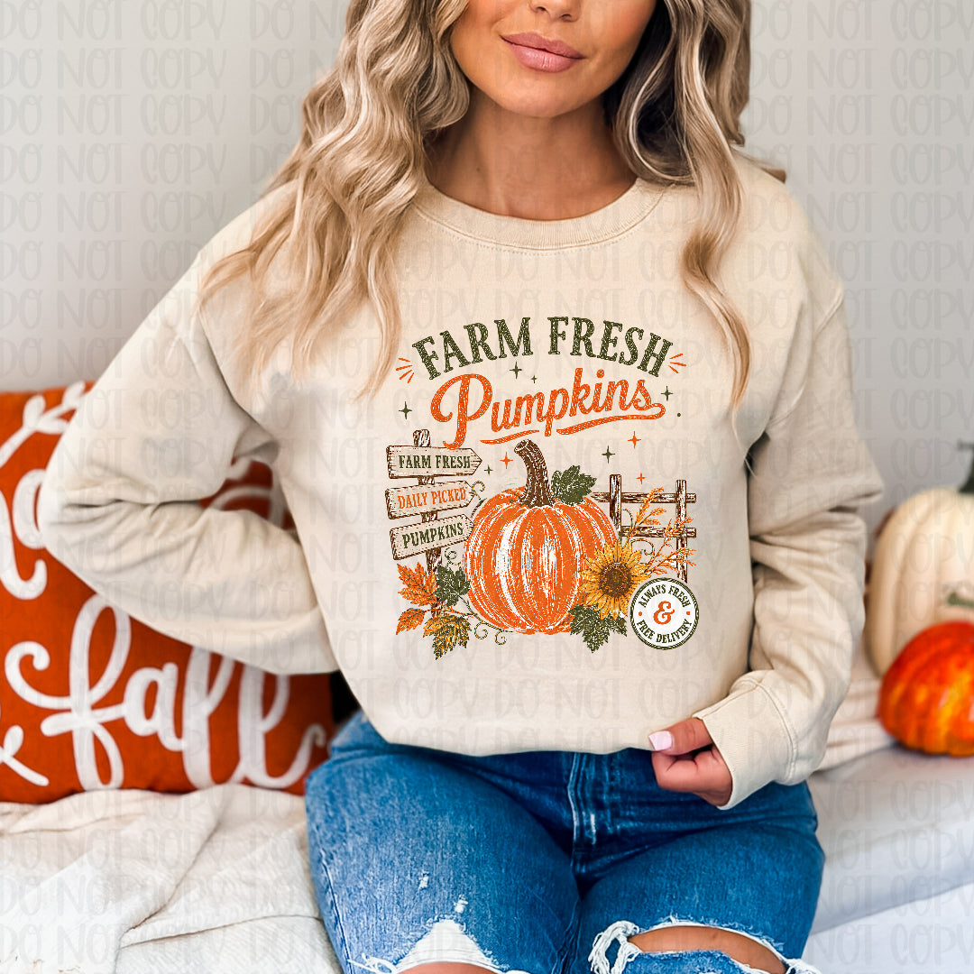 Farm fresh pumpkins distressed DTF Transfer
