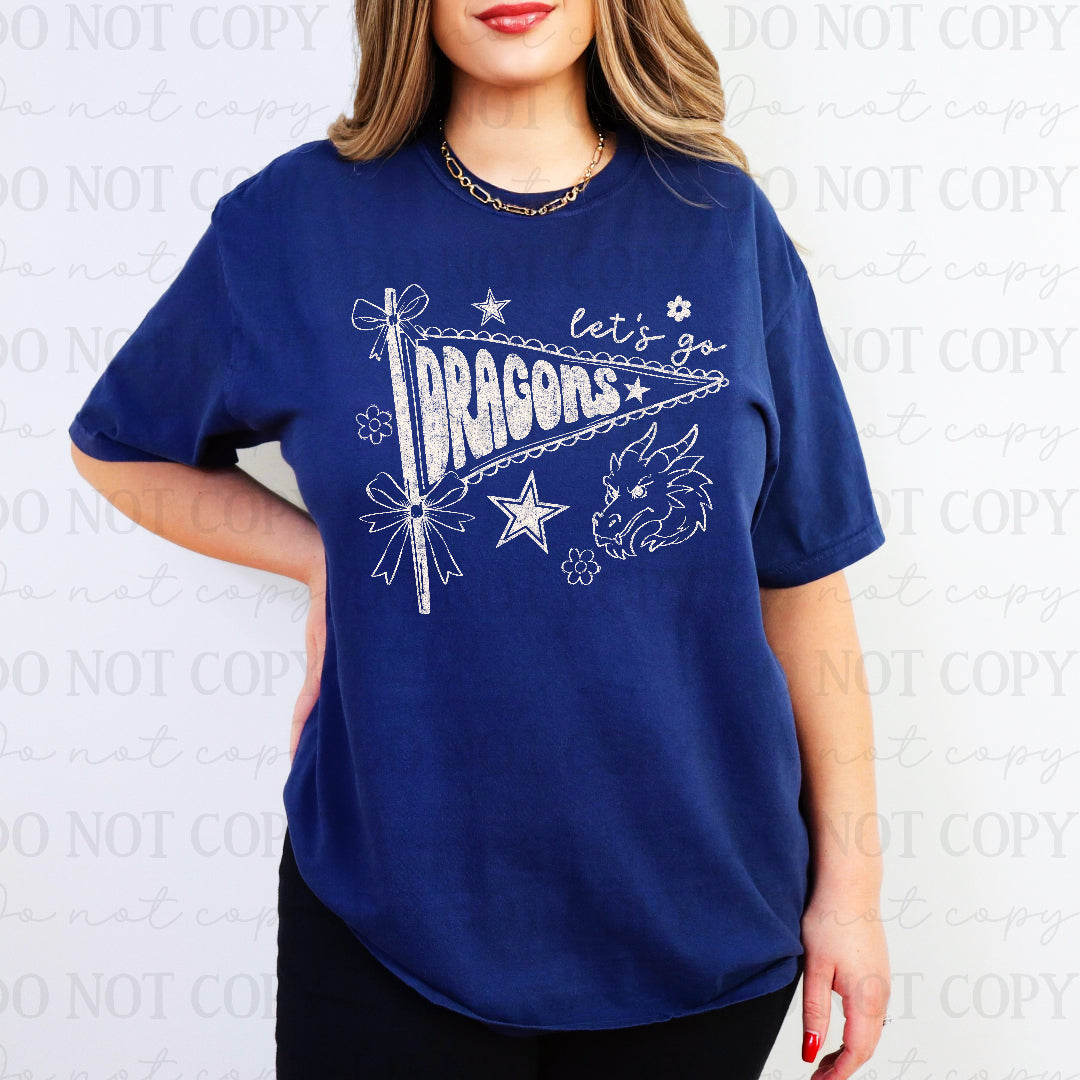 Let's go dragons scalloped edge flag WHITE (Scarlow) DTF Transfer