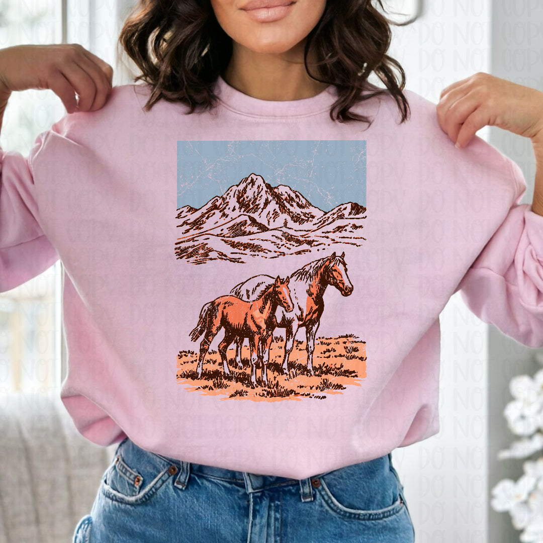 Wild horses in the country (Saved) DTF Transfer