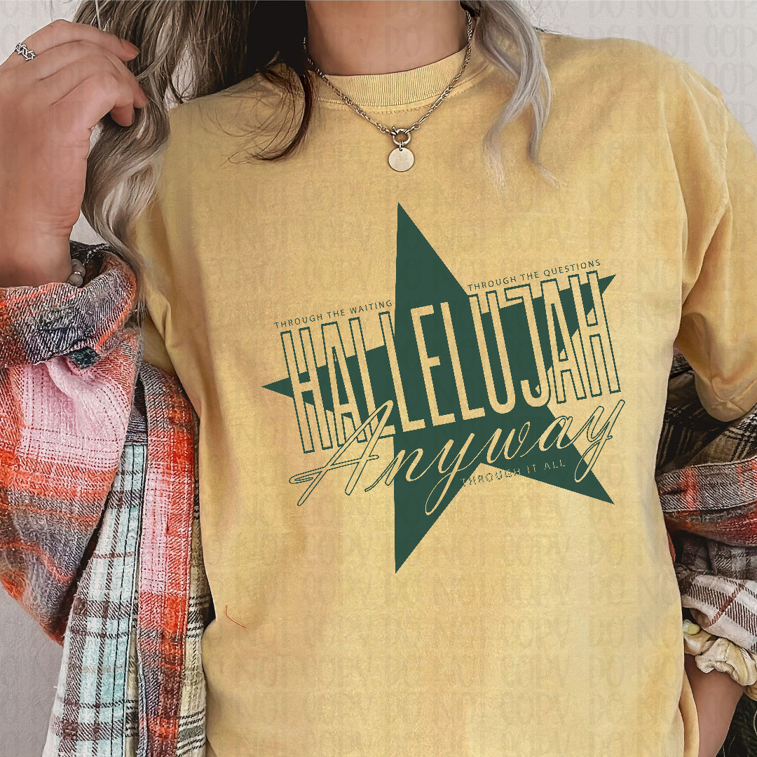 Hallelujah anyways star GREEN (EMD) DTF transfer