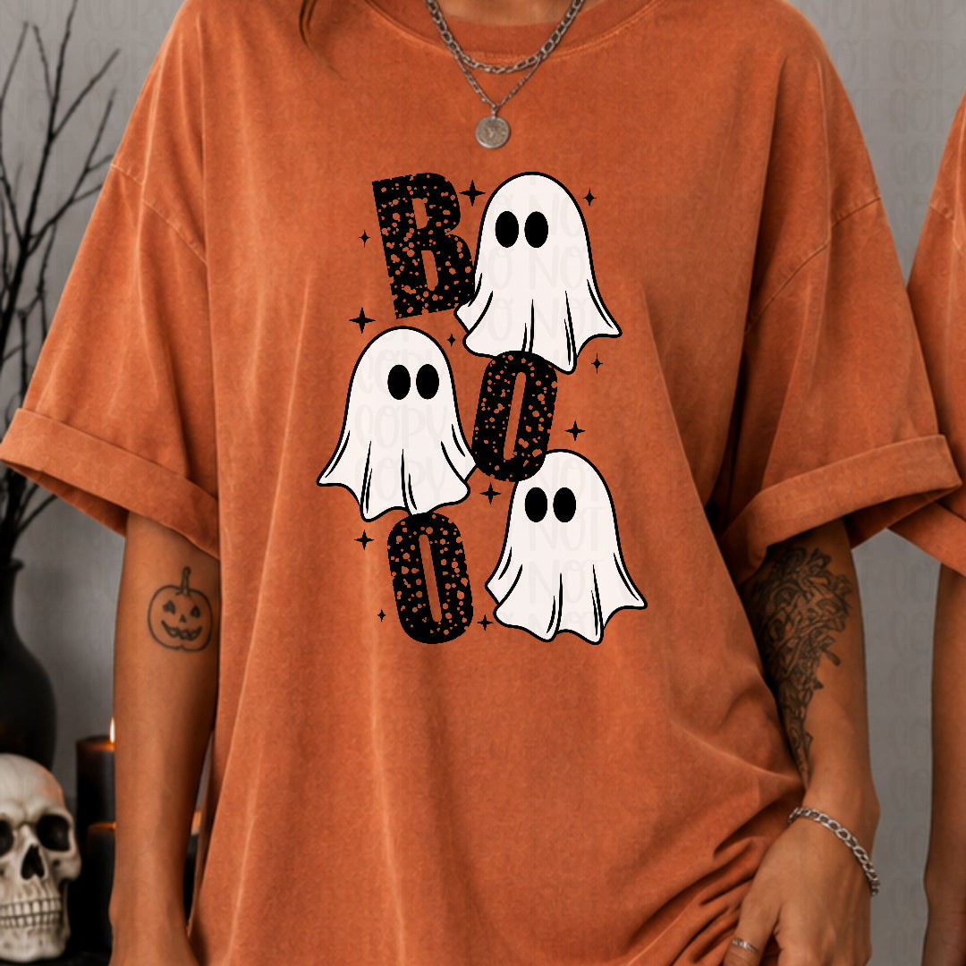 Boo stacked faux lace ghost trio (CMLD) DTF