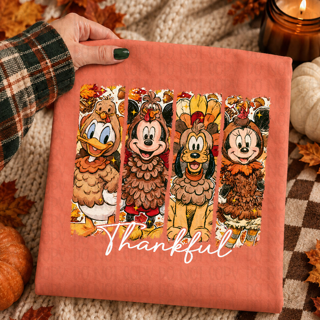 Thankful fall mouse brushstrokes WHITE DTF Transfer