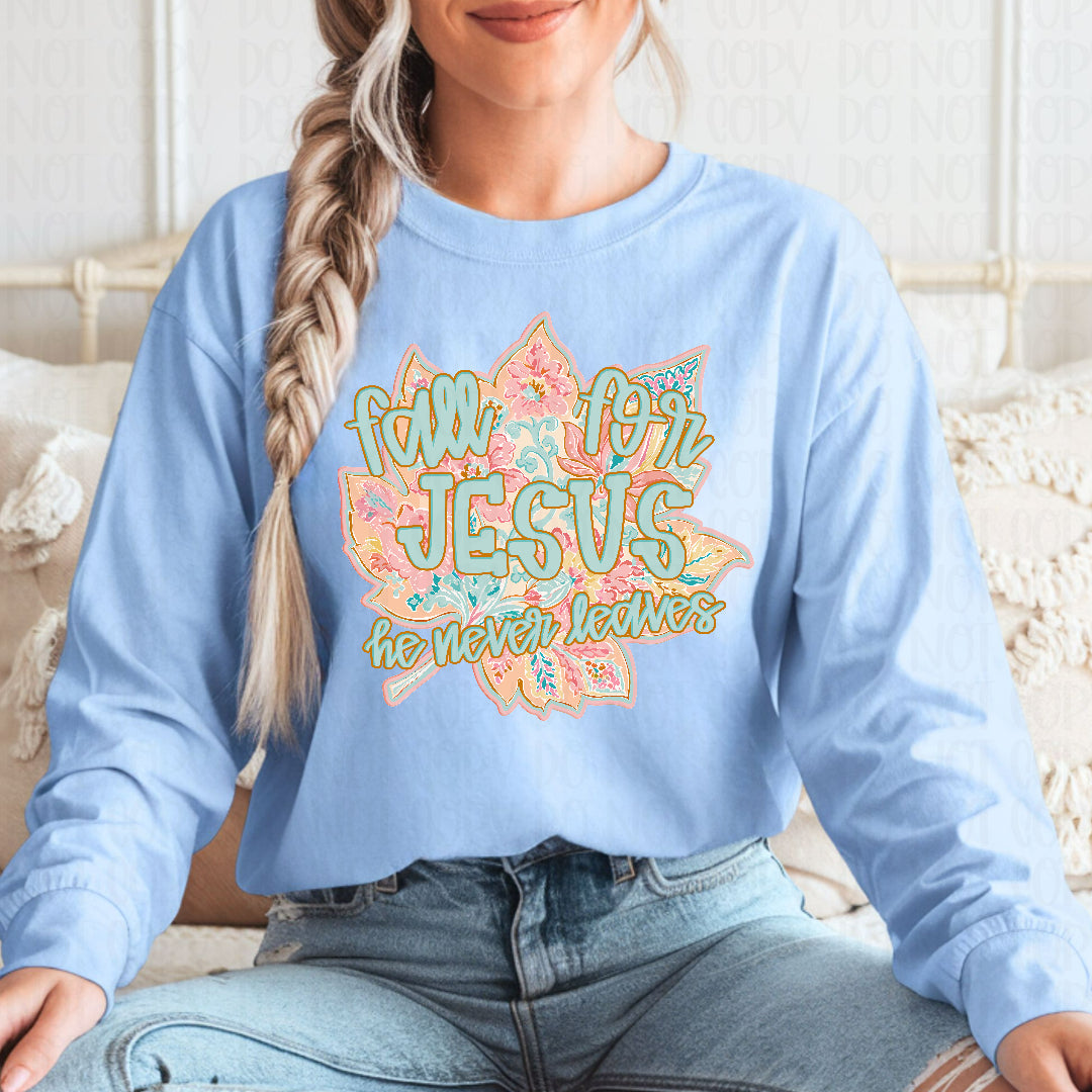 Fall for Jesus floral leaf (Kayndi) DTF transfer
