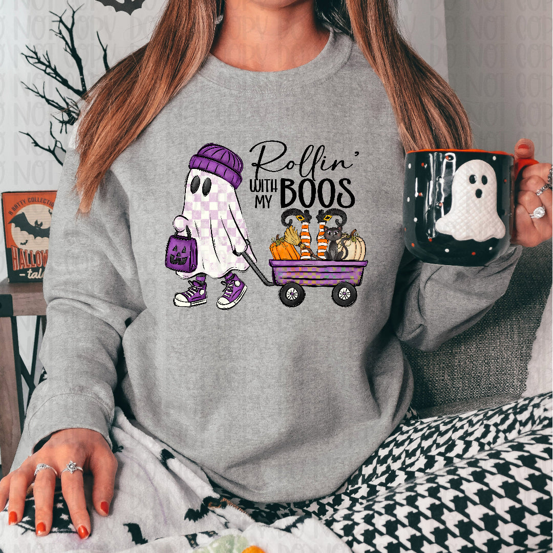 Rollin' with my boos ghost pulling wagon (Texas gal) DTF transfer